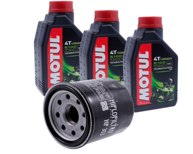 Ölwechselset 3x Motoröl MOTUL + Ölfilter HIFLO