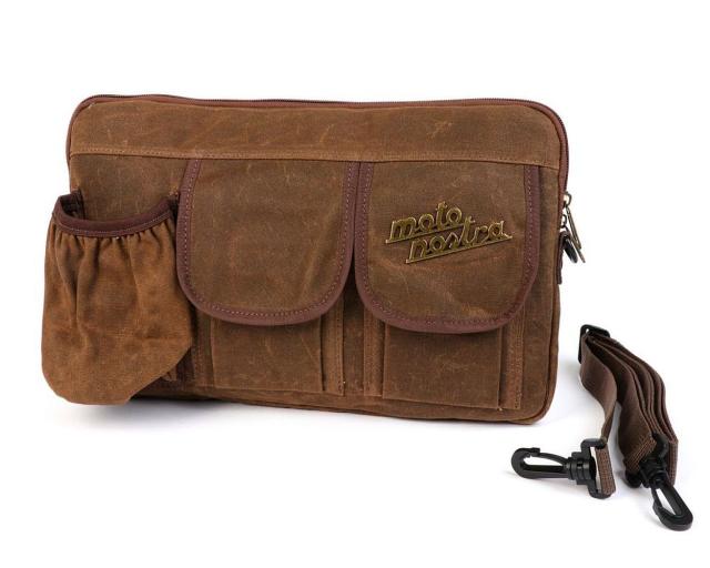 Tasche Gepäckfachklappe, Umhängetasche mit Getränkehalter MOTO NOSTRA waxed canvas braun