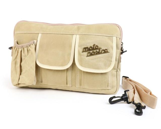 Tasche Gepäckfachklappe, Umhängetasche mit Getränkehalter MOTO NOSTRA waxed canvas beige