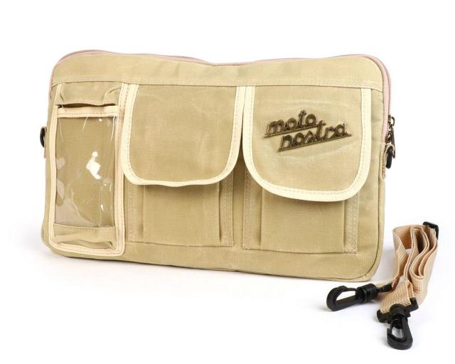 Tasche Gepäckfachklappe, Umhängetasche mit Handyhalter MOTO NOSTRA waxed canvas beige