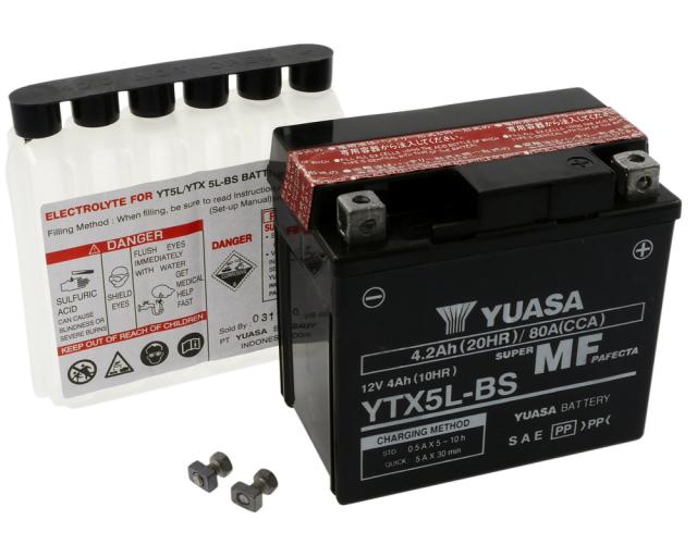 Batterie Yuasa YTX5L-BS 12V4AH, Ersatzteil für Rex RS450, China 4-Takt